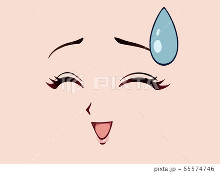 Sad anime face. Manga style closed eyes, little - Stock Illustration  [65574745] - PIXTA