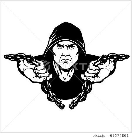 Gangster with a shotgun - Vector illustration isolated on white 65574861