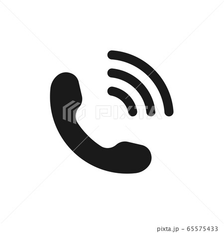 Phone icon in simple style. Handset icon with waves. Telephone symbol for website isolated on white background. Flat vector illustration EPS 10 65575433