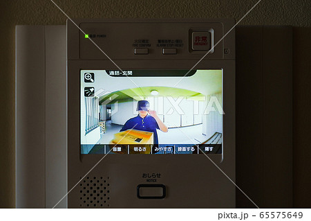 配達 デリバリー インターホン モニタ 小包 監視 配達員 女性 人物 日本人 コロナ 外出自粛 配達 デリバリー インターホン モニタ 小包 監視 配達員 女性 人物 日本人 コロナ 外出自粛 65575649