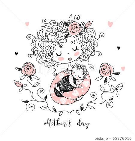 The mother with the baby. Mother's day card. Vector 65576016