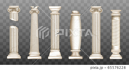 Ancient broken greek columns, baroque pillars 65576228