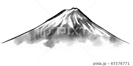 富士山の水墨画イラスト 年賀状のイラスト素材