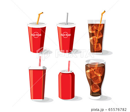 Soft drink bottle and glass, Cold coke drink with 65576782