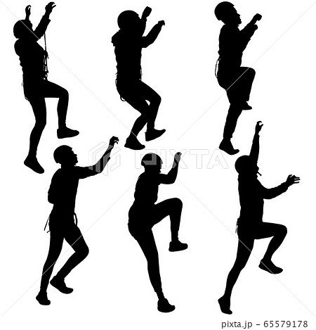 Black set silhouette rock climber on white Black set silhouette rock climber on white 65579178
