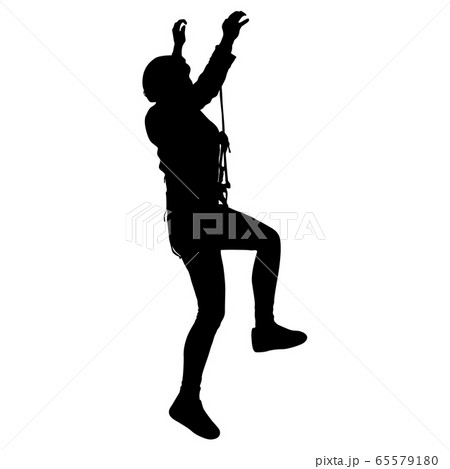 Black silhouette rock climber on white background Black silhouette rock climber on white background 65579180