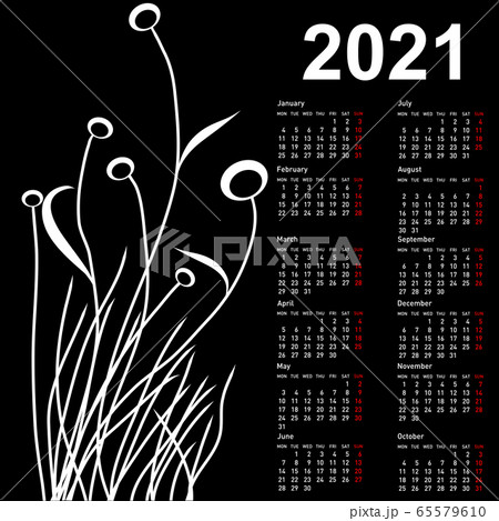 Stylish calendar with flowers for 2021. Week 65579610