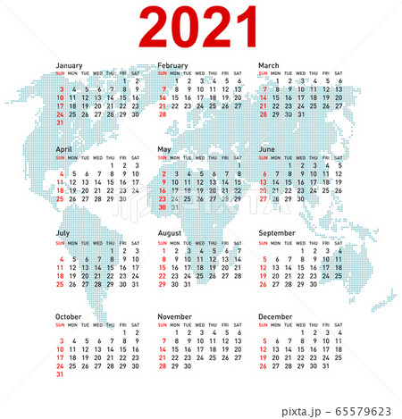 Calendar 2021 with world map. Week starts on Calendar 2021 with world map. Week starts on 65579623
