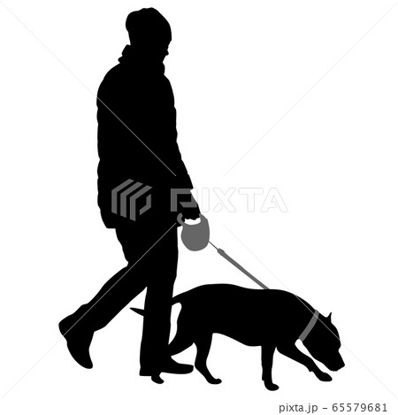 Silhouette of woman and dog on a white background Silhouette of woman and dog on a white background 65579681