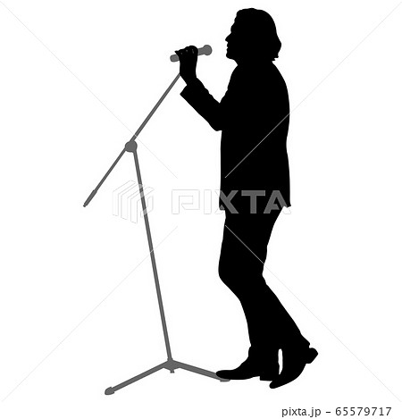 Silhouette of the guy beatbox with a microphone 65579717