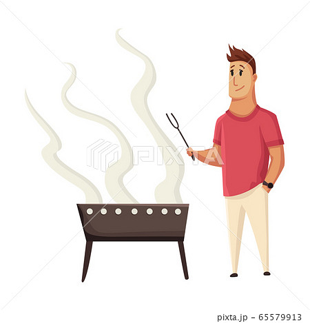 man grilling clipart