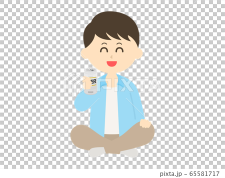 Illustration of a man sitting and drinking beer 65581717