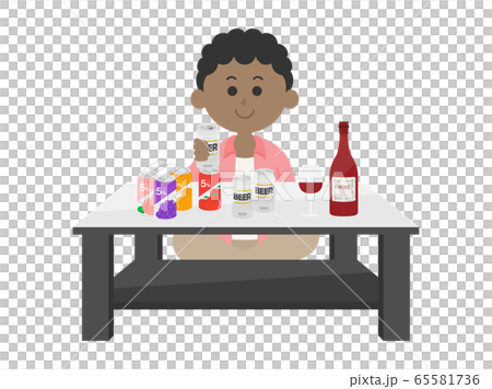 一個黑人在家裡喝酒的插圖 一個黑人在家裡喝酒的插圖 65581736