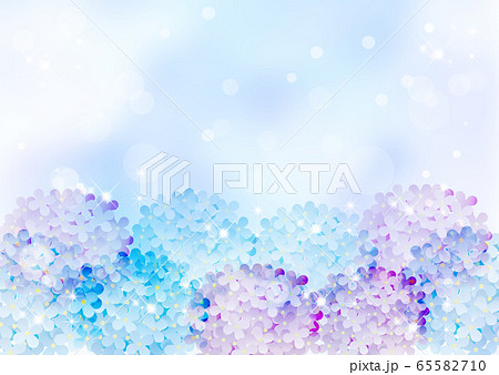 アジサイ_水彩ブルー背景 65582710