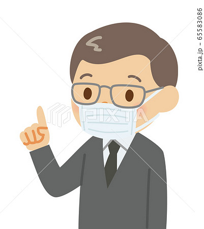 マスクのおじさん 指差しのイラスト素材