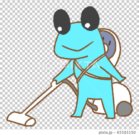 A Frog That Vacuums While Carrying A Baby Stock Illustration