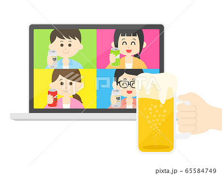 オンライン飲み会のイラストのイラスト素材