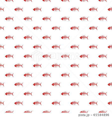 Fish bones Seamless pattern. Fish skeleton doodle, Hand drawn Cartoon Vector illustration. 65584896