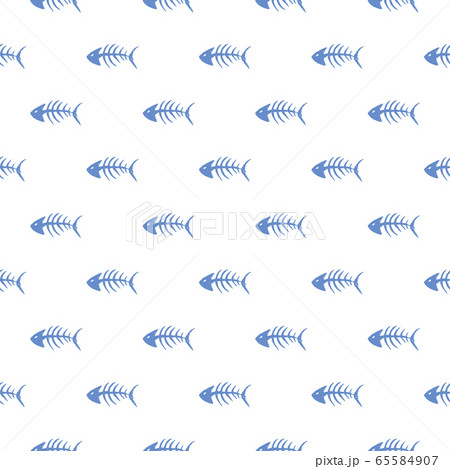 Fish bones Seamless pattern. Fish skeleton doodle, Hand drawn Cartoon Vector illustration. Fish bones Seamless pattern. Fish skeleton doodle, Hand drawn Cartoon Vector illustration. 65584907