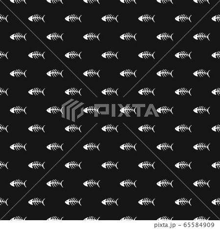 Fish bones Seamless pattern. Fish skeleton doodle, Hand drawn Cartoon Vector illustration. Fish bones Seamless pattern. Fish skeleton doodle, Hand drawn Cartoon Vector illustration. 65584909