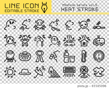 ラインアイコン　医療シリーズvol.5　熱中症 65585096