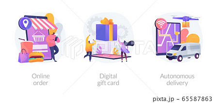 No-contact order and delivery abstract concept vector illustrations. 65587863