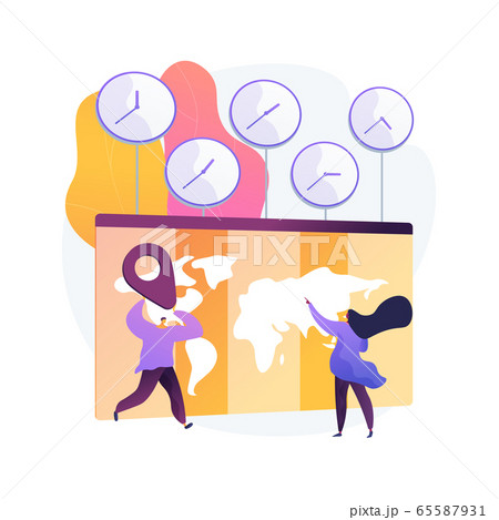 Time zones abstract concept vector illustration. 65587931