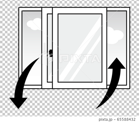 換気する窓 空気の入れ替え 通り道 白黒 モノクロのイラスト素材