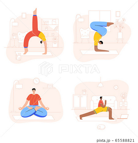 Yoga flat vector illustration. Healthy lifestyle Yoga flat vector illustration. Healthy lifestyle 65588821