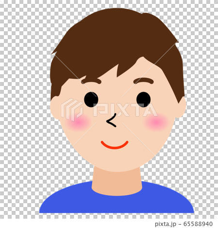 微笑む男性の顔正面イラストのイラスト素材