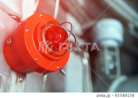 Red warning light of an emergency beacon at an 65589156