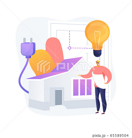 Residential electrical construction abstract concept vector illustration. 65589504