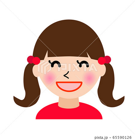 笑う女の子顔正面イラストのイラスト素材