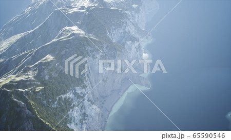8K islands of Norway with rocks and cliffs 65590546