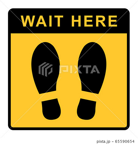 Social distancing banner. Please wait here.