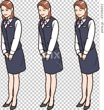 辦公室女士制服鞠躬（全身） 65590855