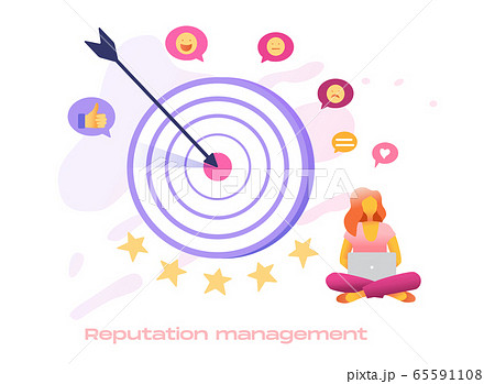 Reputation management icon set for search engine optimization service.  65591108