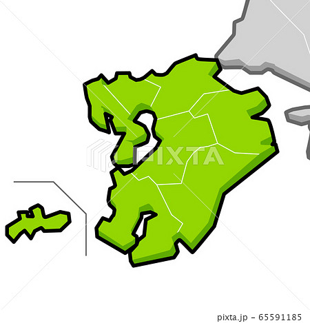 日本地図ー九州 沖縄地方のイラスト素材