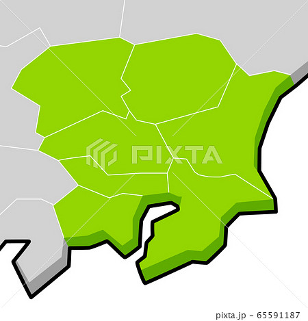 日本地図ー関東地方のイラスト素材