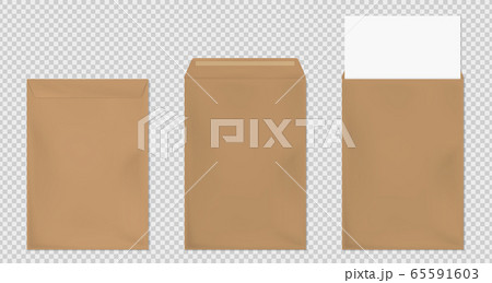 Brown envelope A4 template, blank paper covers set 65591603
