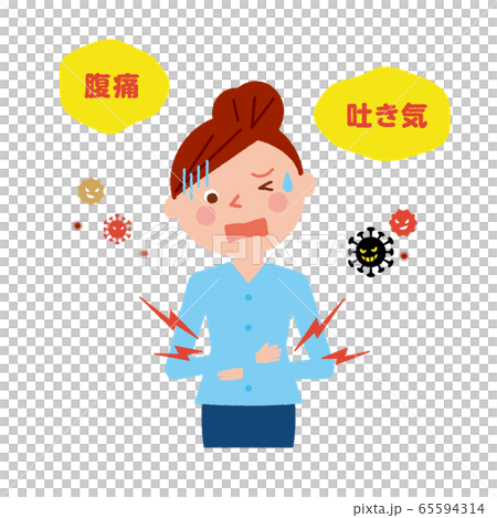 腹痛　女性　大人　ベクター　イラスト 65594314