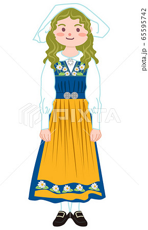 スウェーデンの民族衣装を着た女性のイラスト素材 65595742 Pixta