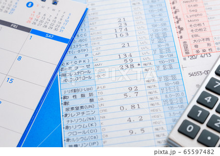血液検査　結果表　診断結果　健康診断　メタボリックシンドローム　コレステロール　脂質異常症 65597482