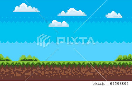 Computer Graphic of Pixel Game, Evening Map Vector 65598392