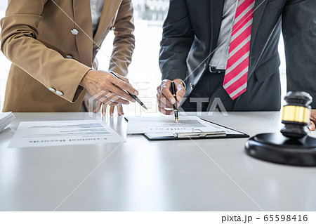 Businesswoman and Male lawyer or judge consult 65598416