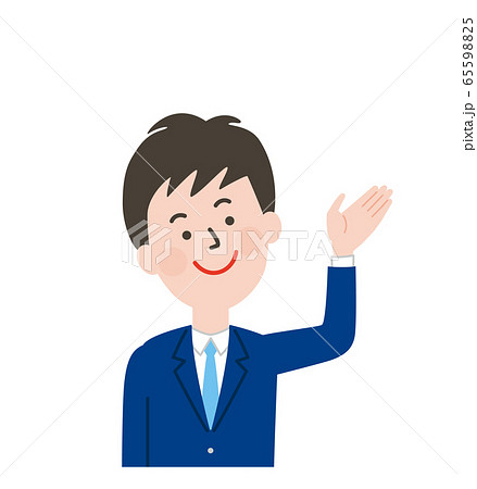 案内ポーズをする男子学生の表情 65598825