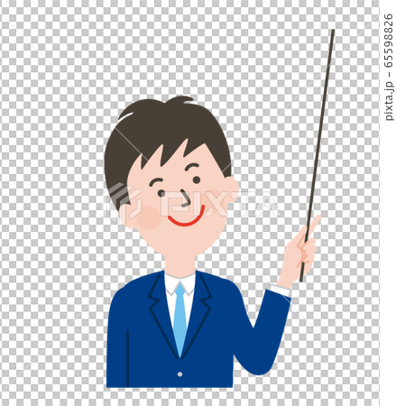 指し棒を持つ男子学生の表情 65598826