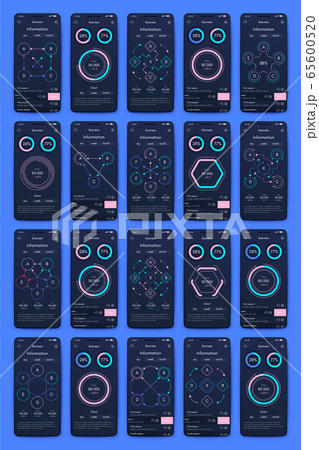 Modern infographic vector elements for business brochures. Use in website, corporate brochure, advertising and marketing. Pie charts, line graphs, bar graphs and timelines. 65600520