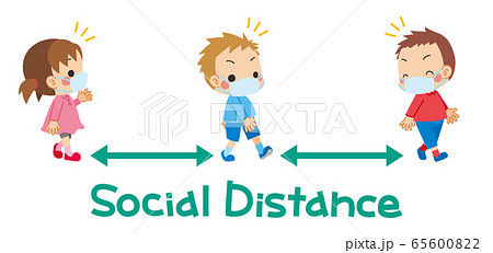 ソーシャルディスタンスを守る可愛い子どもたち 65600822