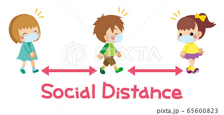 ソーシャルディスタンスを守る可愛い子どもたち 65600823